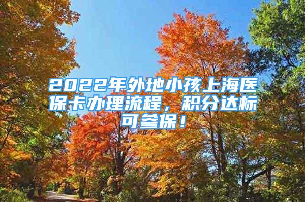 2022年外地小孩上海医保卡办理流程，积分达标可参保！