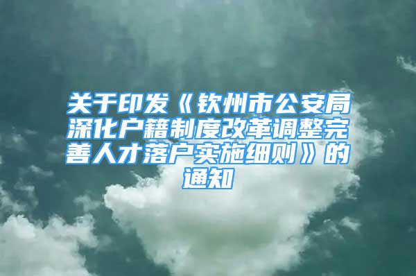 关于印发《钦州市公安局深化户籍制度改革调整完善人才落户实施细则》的通知