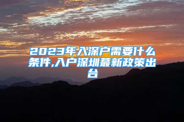 2023年入深户需要什么条件,入户深圳蕞新政策出台