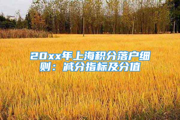 20xx年上海积分落户细则：减分指标及分值