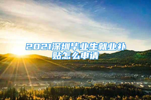 2021深圳毕业生就业补贴怎么申请