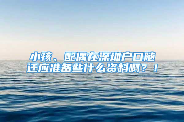 小孩、配偶在深圳户口随迁应准备些什么资料啊？！