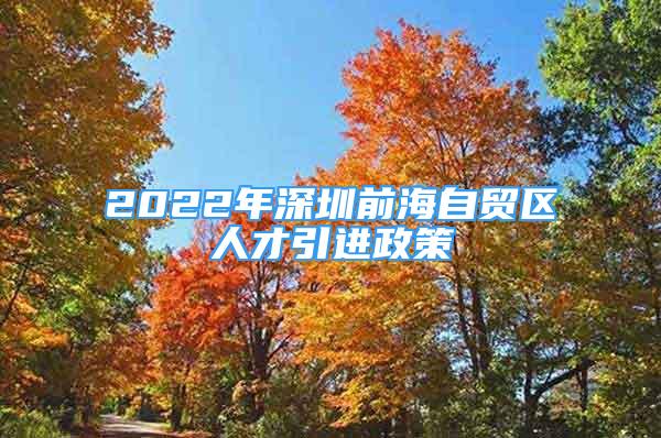 2022年深圳前海自贸区人才引进政策