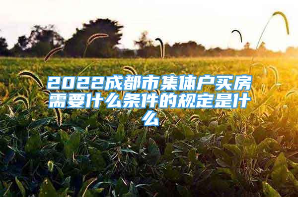 2022成都市集体户买房需要什么条件的规定是什么