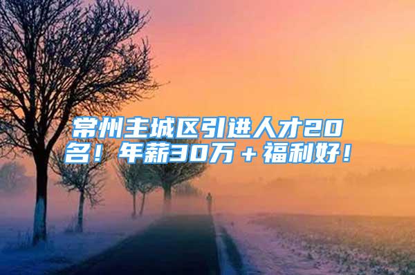 常州主城区引进人才20名！年薪30万＋福利好！