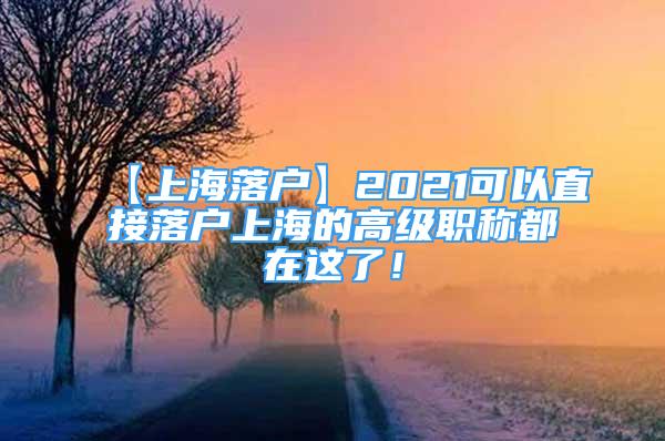 【上海落户】2021可以直接落户上海的高级职称都在这了！