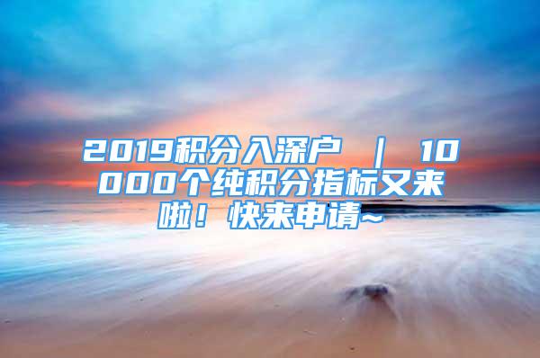 2019积分入深户 ｜ 10000个纯积分指标又来啦！快来申请~