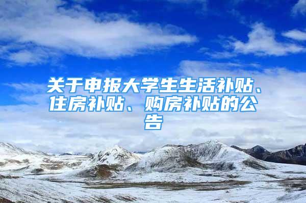 关于申报大学生生活补贴、住房补贴、购房补贴的公告