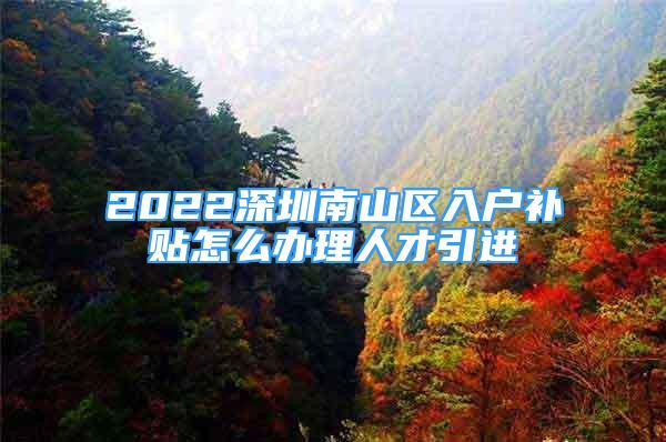 2022深圳南山区入户补贴怎么办理人才引进