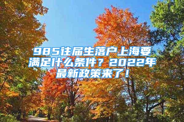 985往届生落户上海要满足什么条件？2022年最新政策来了！