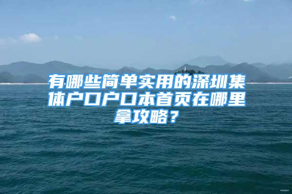 有哪些简单实用的深圳集体户口户口本首页在哪里拿攻略？