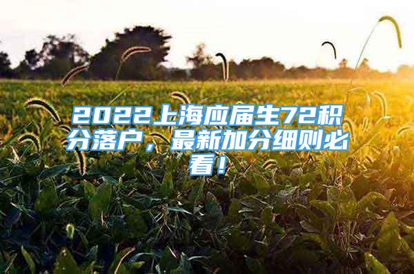 2022上海应届生72积分落户，最新加分细则必看！