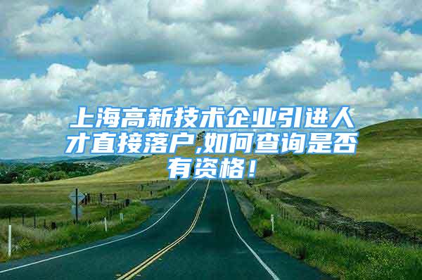 上海高新技术企业引进人才直接落户,如何查询是否有资格！