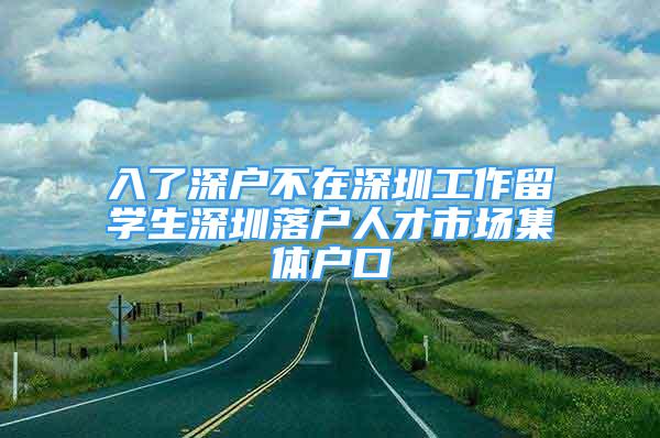 入了深户不在深圳工作留学生深圳落户人才市场集体户口