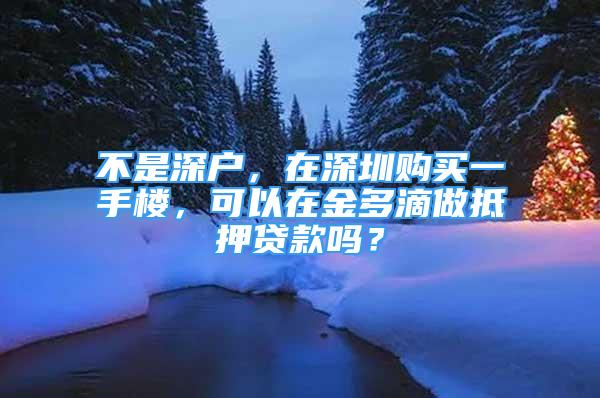 不是深户，在深圳购买一手楼，可以在金多滴做抵押贷款吗？