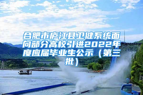 合肥市庐江县卫健系统面向部分高校引进2022年度应届毕业生公示（第三批）