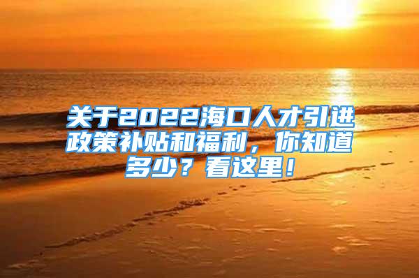 关于2022海口人才引进政策补贴和福利，你知道多少？看这里！