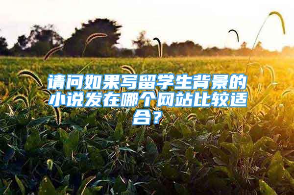 请问如果写留学生背景的小说发在哪个网站比较适合？