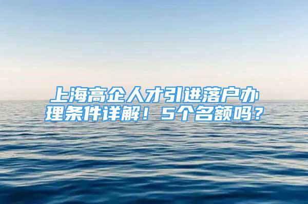 上海高企人才引进落户办理条件详解！5个名额吗？