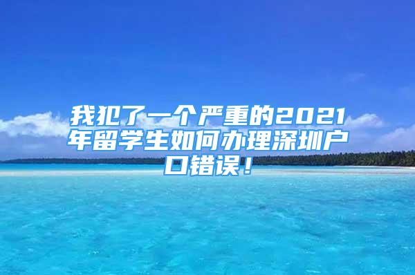 我犯了一个严重的2021年留学生如何办理深圳户口错误！