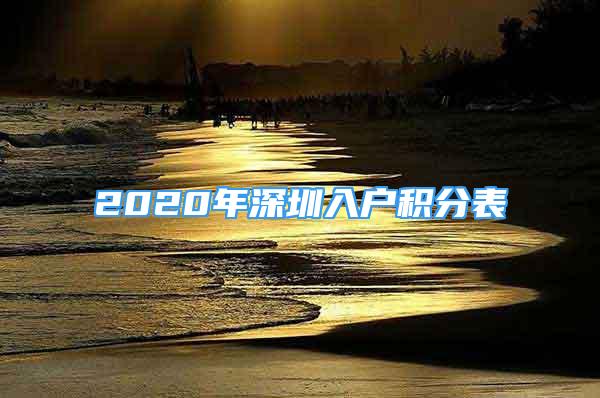 2020年深圳入户积分表