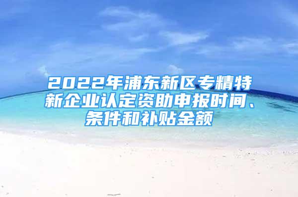 2022年浦东新区专精特新企业认定资助申报时间、条件和补贴金额