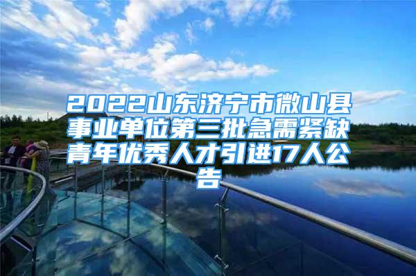 2022山东济宁市微山县事业单位第三批急需紧缺青年优秀人才引进17人公告