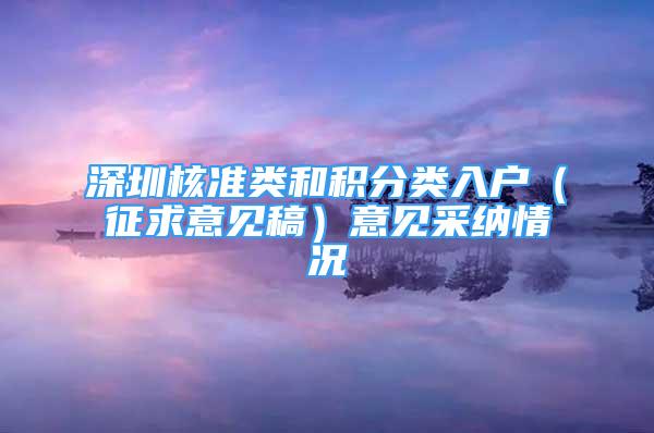 深圳核准类和积分类入户（征求意见稿）意见采纳情况