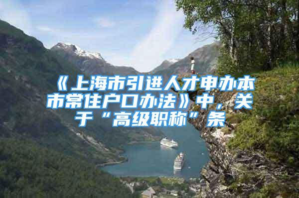 《上海市引进人才申办本市常住户口办法》中，关于“高级职称”条