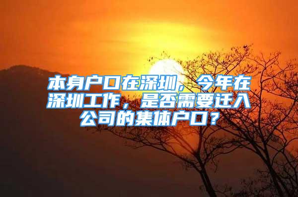 本身户口在深圳，今年在深圳工作，是否需要迁入公司的集体户口？