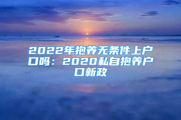 2022年抱养无条件上户口吗：2020私自抱养户口新政