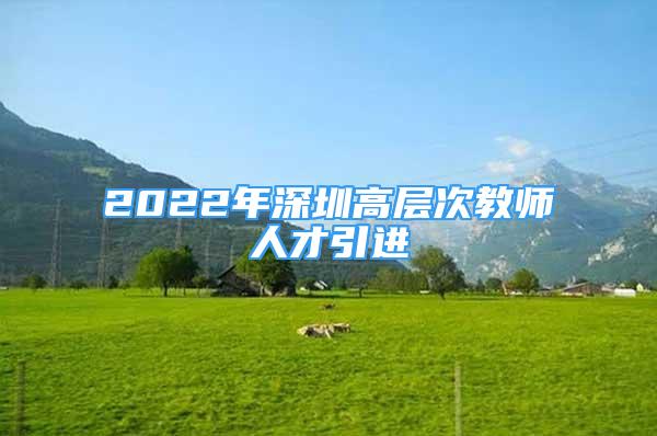 2022年深圳高层次教师人才引进