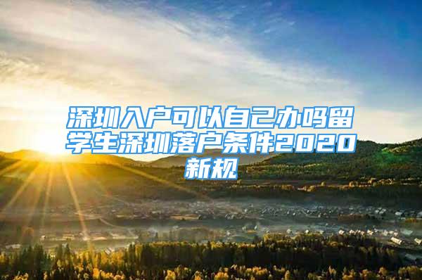 深圳入户可以自己办吗留学生深圳落户条件2020新规