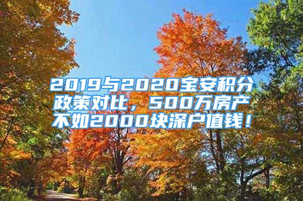 2019与2020宝安积分政策对比，500万房产不如2000块深户值钱！