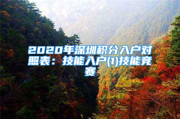 2020年深圳积分入户对照表：技能入户(1)技能竞赛