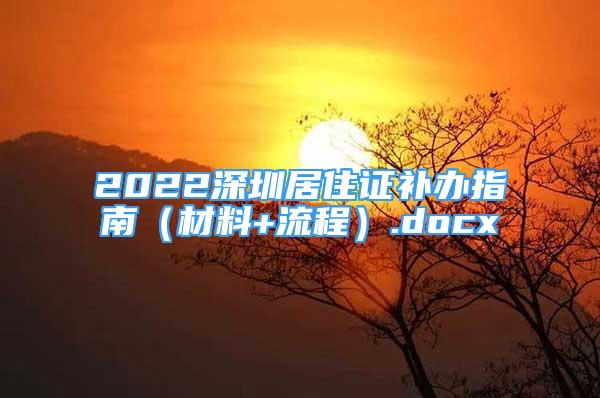 2022深圳居住证补办指南（材料+流程）.docx