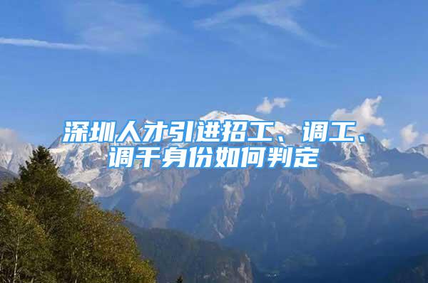 深圳人才引进招工、调工、调干身份如何判定