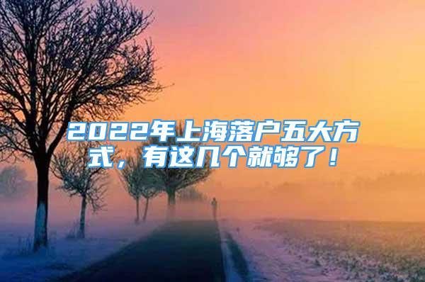 2022年上海落户五大方式，有这几个就够了！