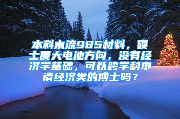 本科末流985材料，硕士厦大电池方向，没有经济学基础，可以跨学科申请经济类的博士吗？