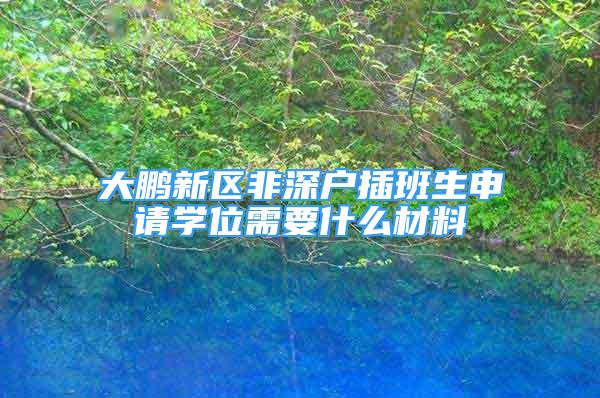 大鹏新区非深户插班生申请学位需要什么材料