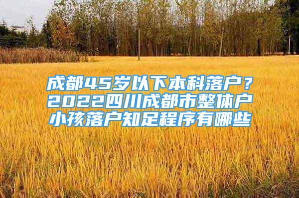 成都45岁以下本科落户？2022四川成都市整体户小孩落户知足程序有哪些