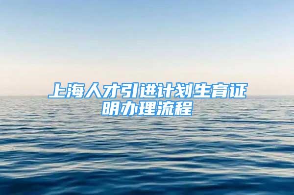 上海人才引进计划生育证明办理流程