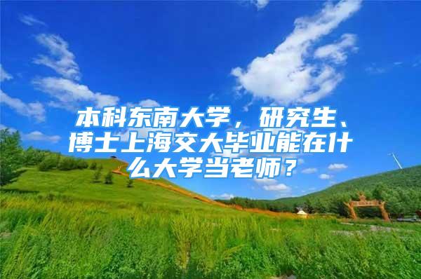 本科东南大学，研究生、博士上海交大毕业能在什么大学当老师？