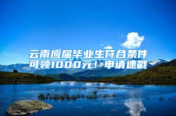 云南应届毕业生符合条件可领1000元！申请速戳→