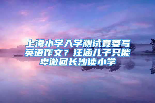 上海小学入学测试竟要写英语作文？汪涵儿子只能卑微回长沙读小学