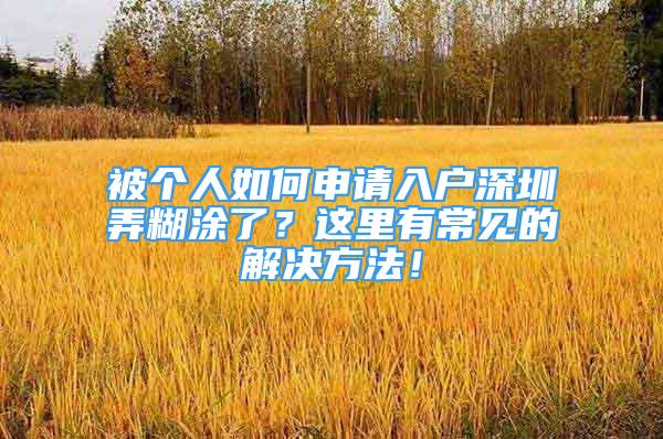 被个人如何申请入户深圳弄糊涂了？这里有常见的解决方法！