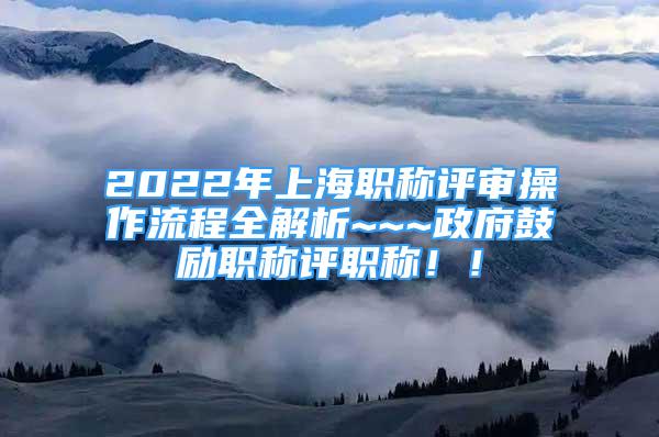 2022年上海职称评审操作流程全解析~~~政府鼓励职称评职称！！