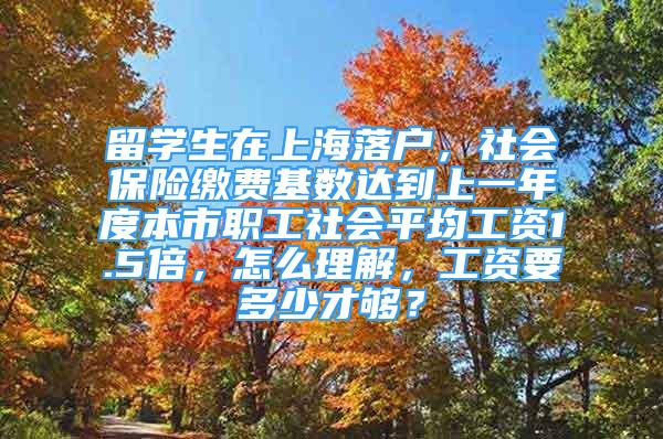 留学生在上海落户，社会保险缴费基数达到上一年度本市职工社会平均工资1.5倍，怎么理解，工资要多少才够？