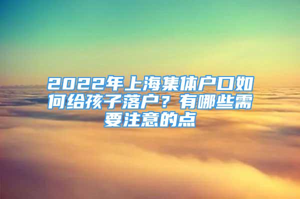 2022年上海集体户口如何给孩子落户？有哪些需要注意的点