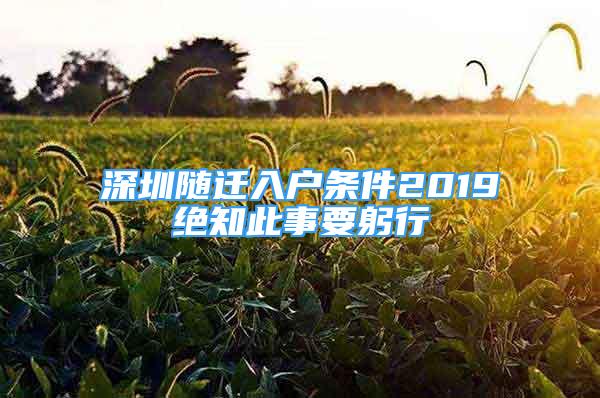 深圳随迁入户条件2019绝知此事要躬行